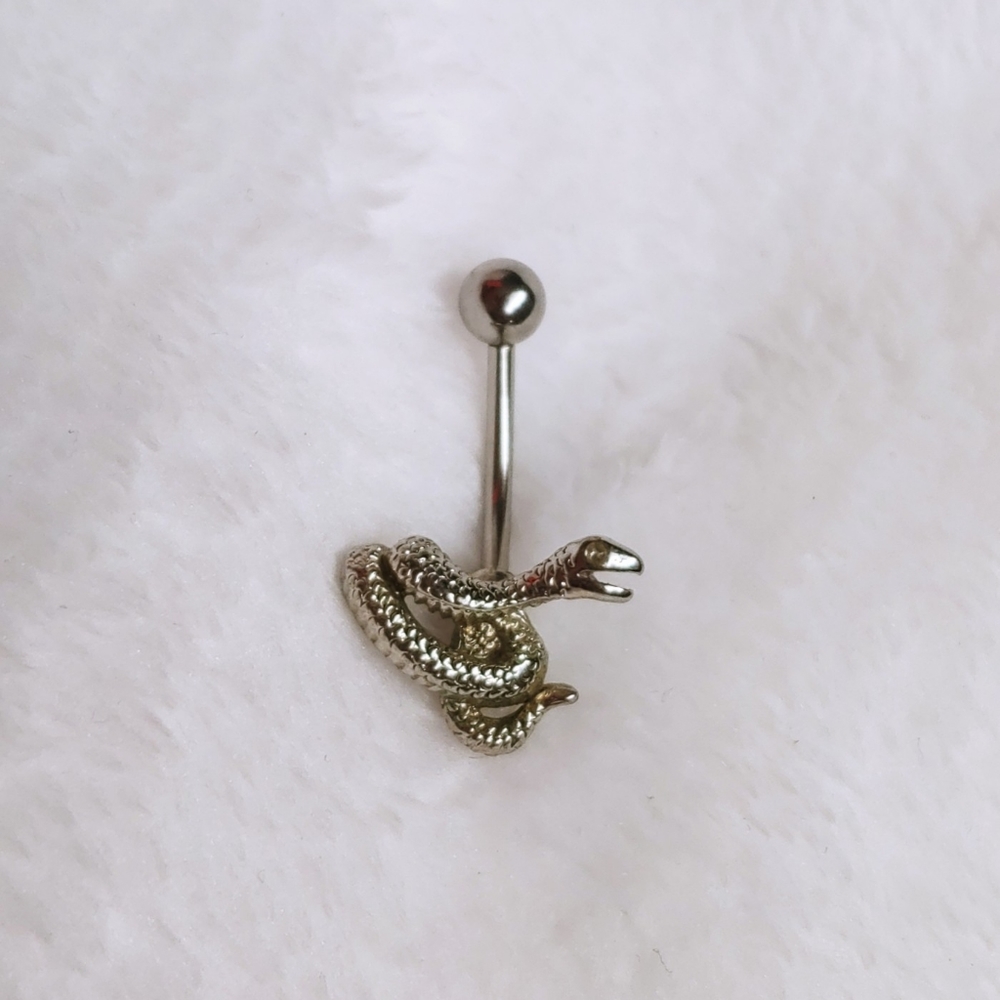 Retro 90s 2000s snake belly ring piercing barbell